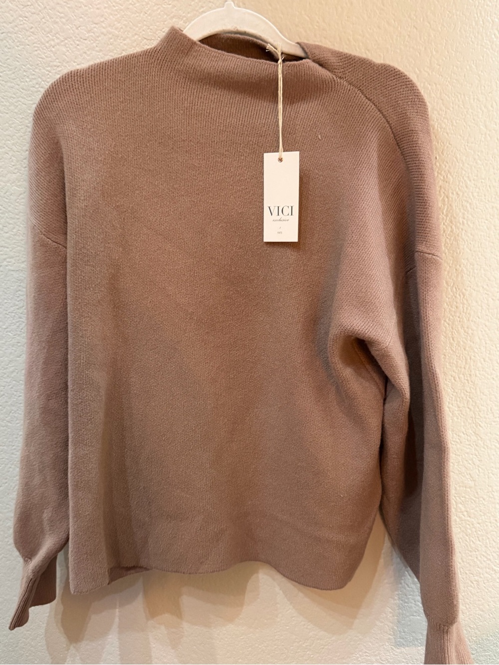 Vici Women's Taupe Cowl Mock Neck Sweater